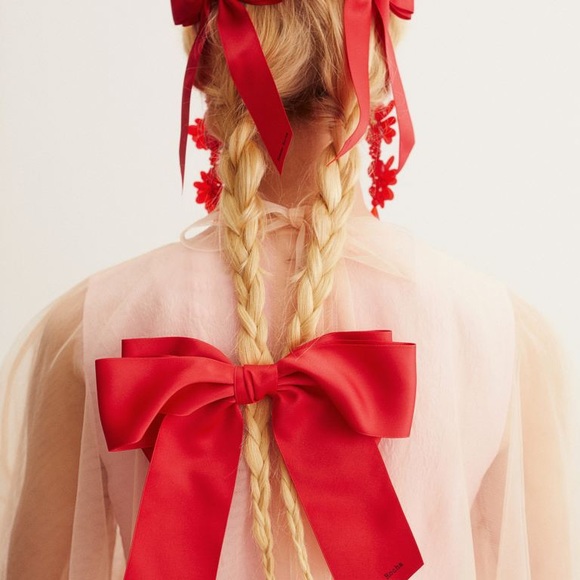 Simone Rocha H&M 3-pack Bow Hair Clips RED - Picture 8 of 8